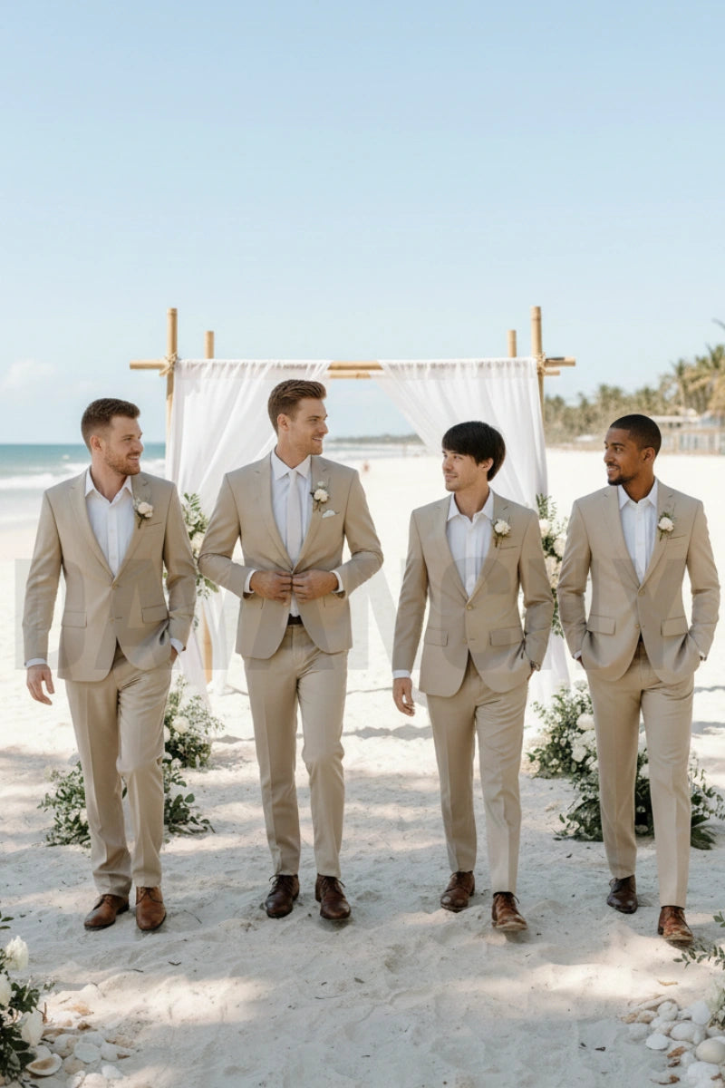 Elegant Cream Wedding Suit-Front