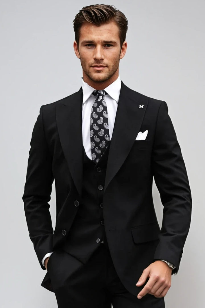 Classic formal black suit for men-Front