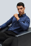 Men Formal Full Sleeve Shirt Navy Blue Wedding Classic Shirt Party Wear Shirt Gift For Him