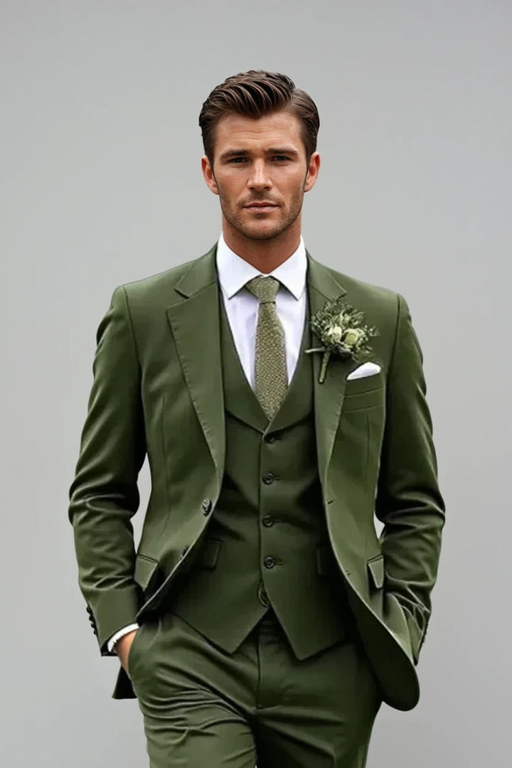 Men’s olive green suit-Front