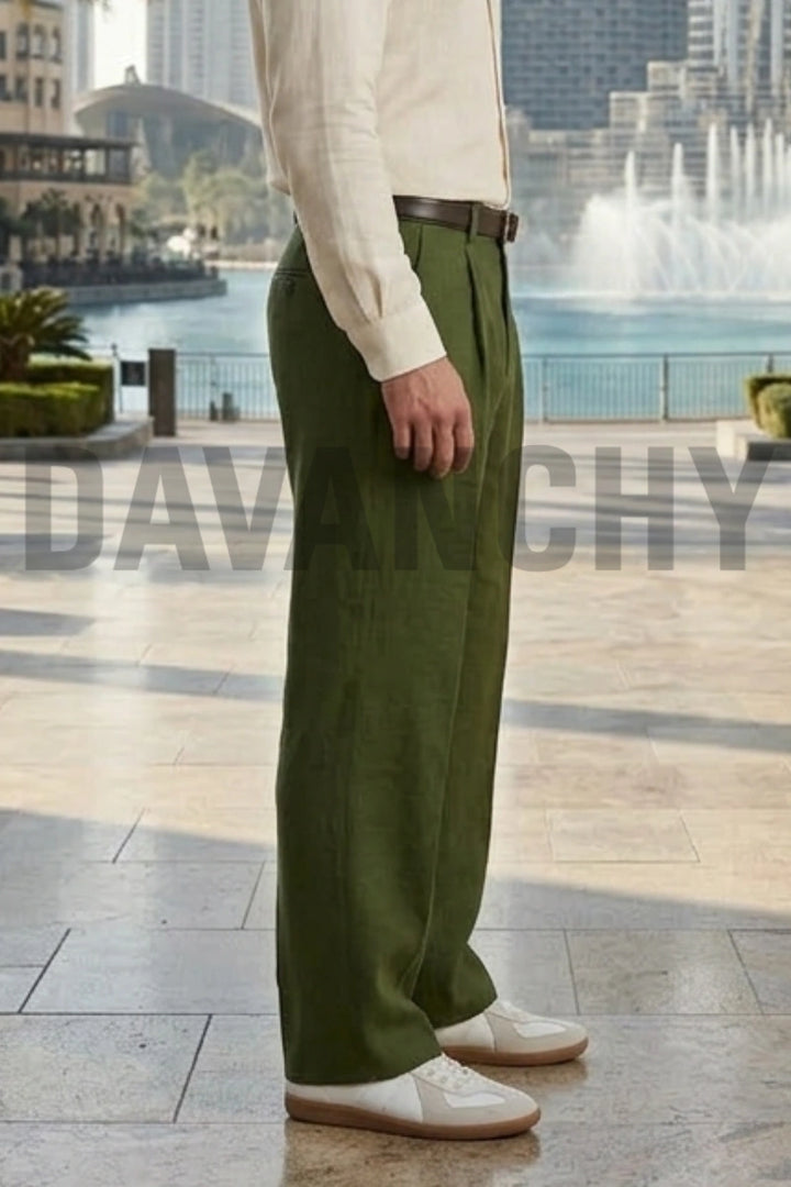 Men Olive Green Comfortable Pant-Side