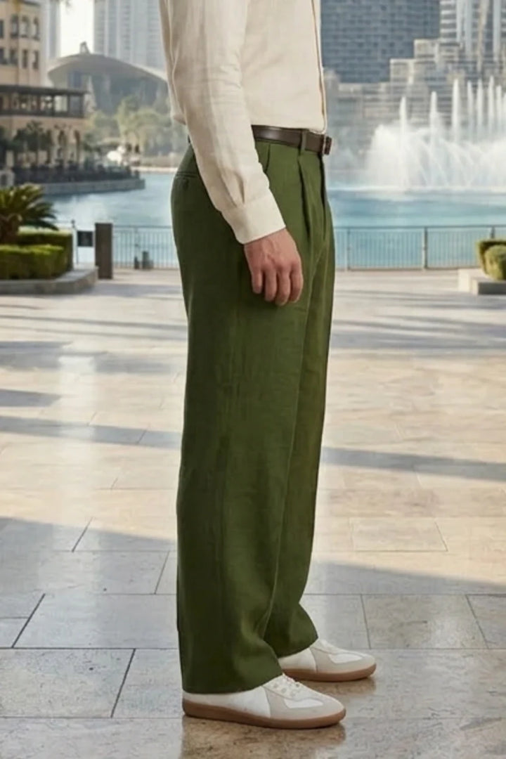 Men Olive Green Comfortable Pant-Side