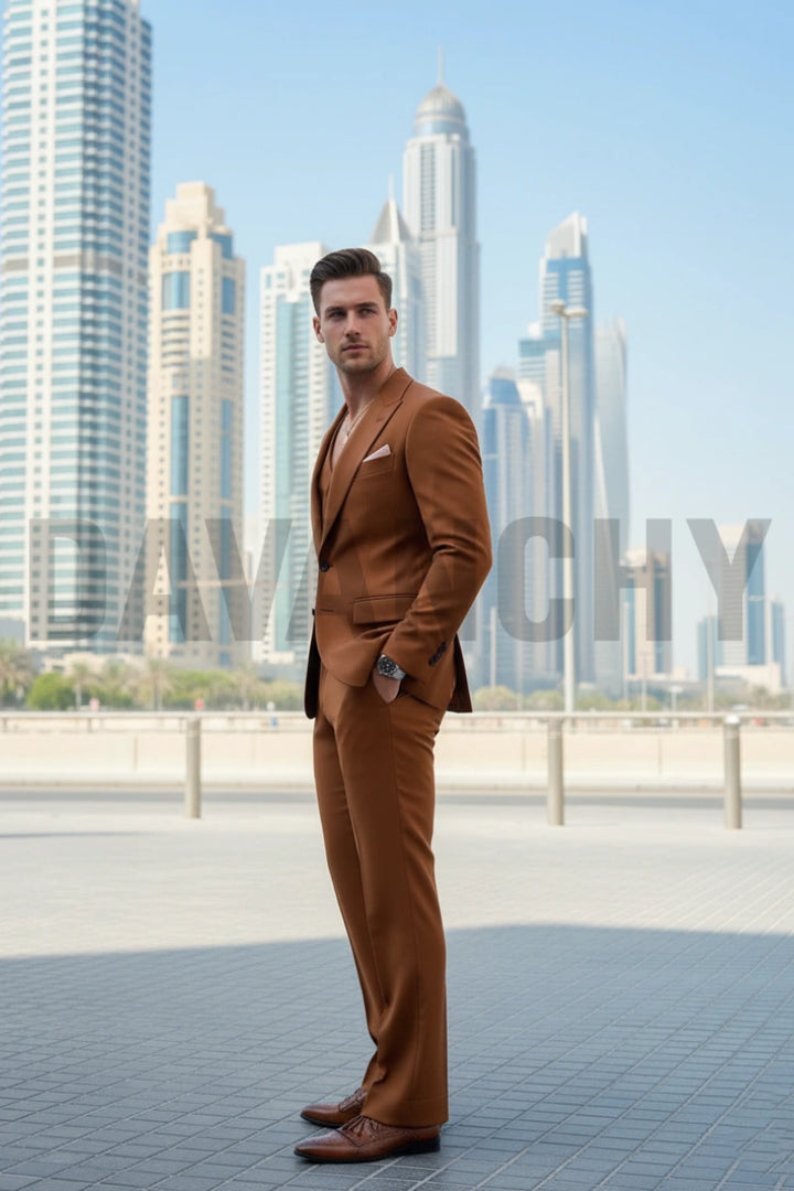 Stylish rust brown formal suit-Side