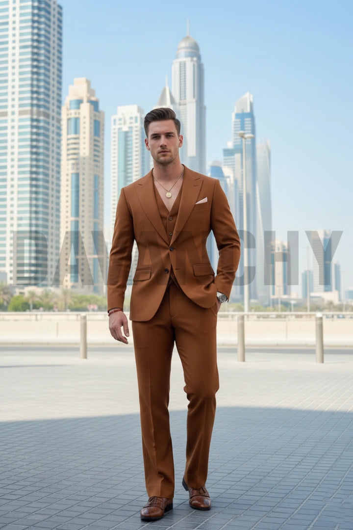 Elegant men three piece suit-Front