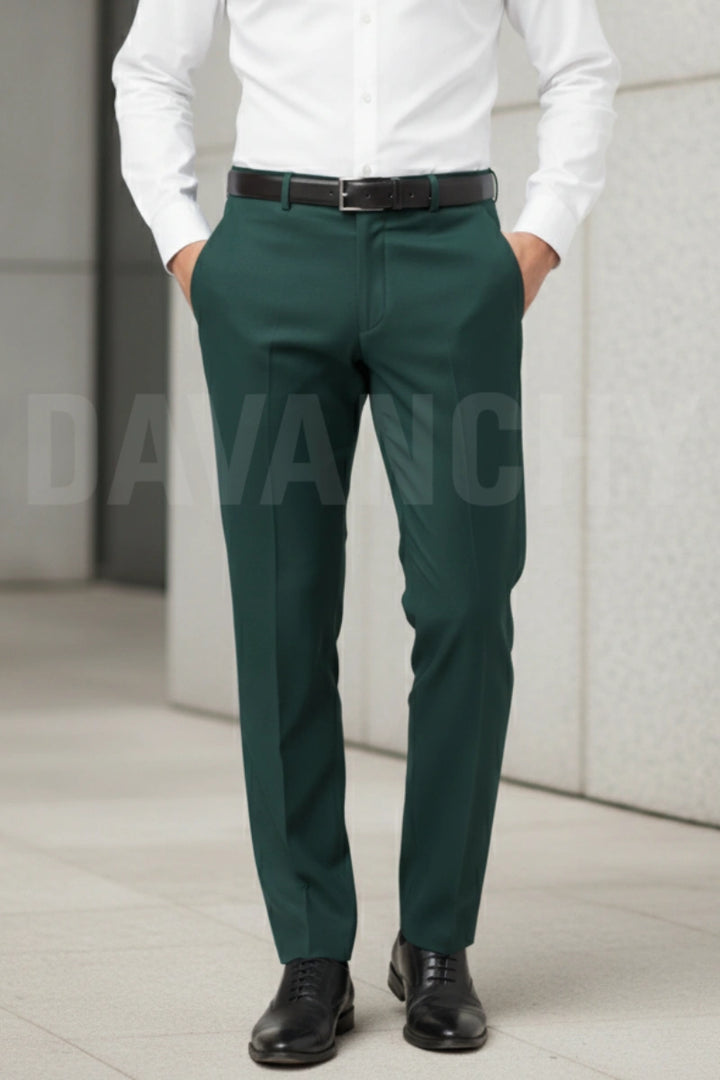 Men Teal Green Stylish Pant-Front