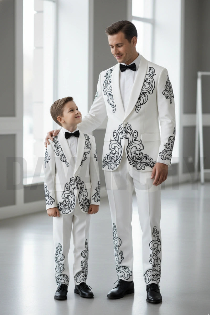 Father son designer duo suit-Front