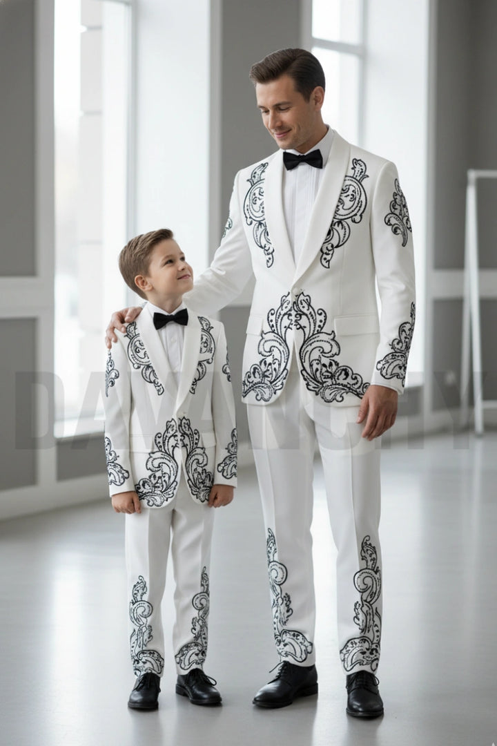 Father son designer duo suit-Front