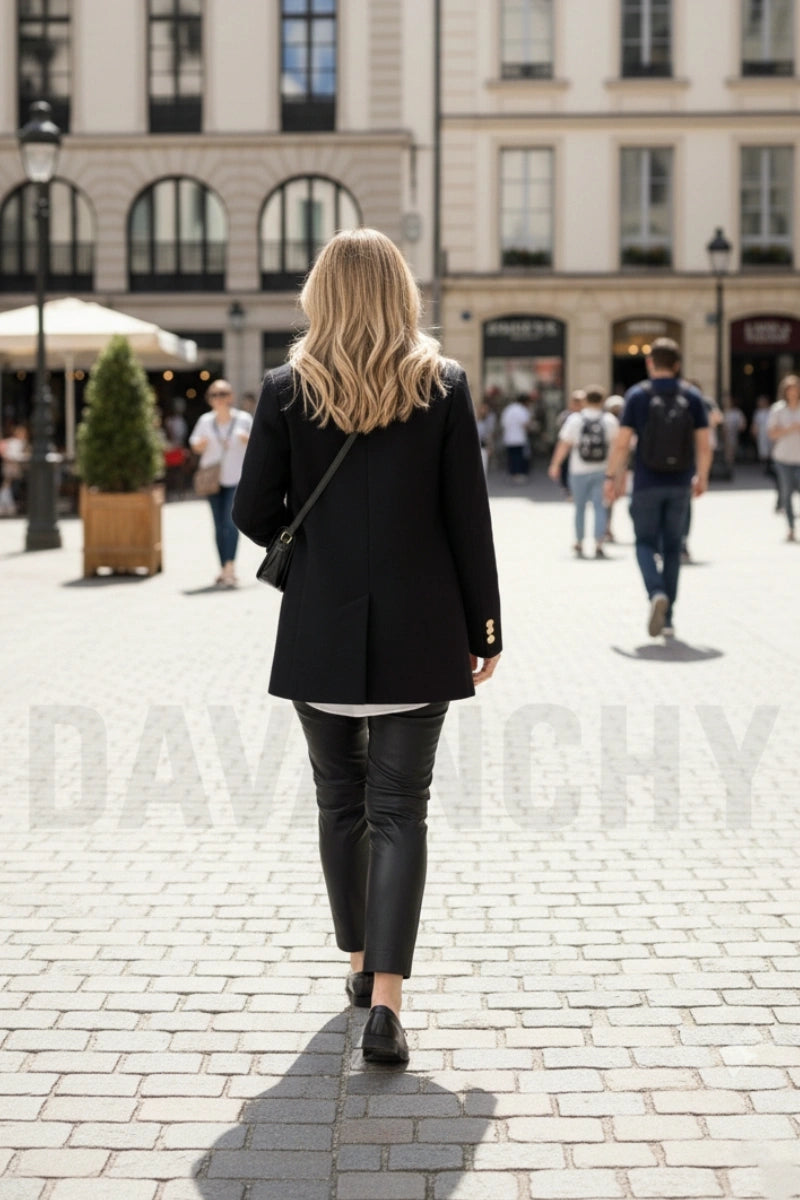 Women black winter wear jacket-Back