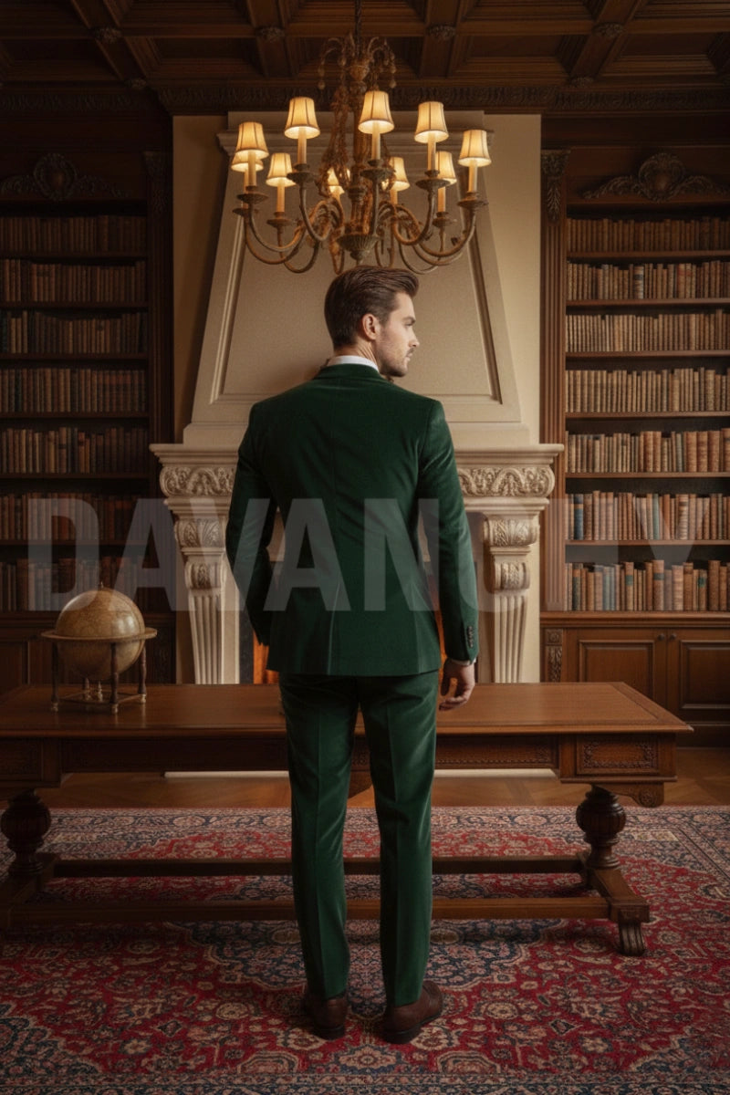 Men’s formal velvet suit for wedding reception proms party wear-Back