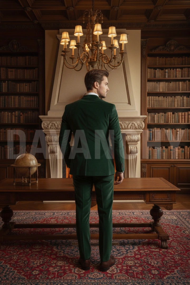 Men’s formal velvet suit for wedding reception proms party wear-Back