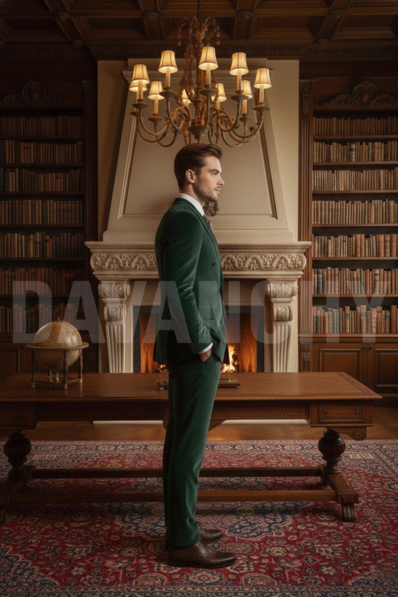 Emerald green two piece suit set-Side