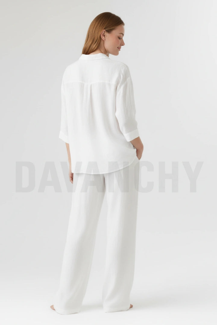 Relaxed fit women’s linen two-piece set-Back