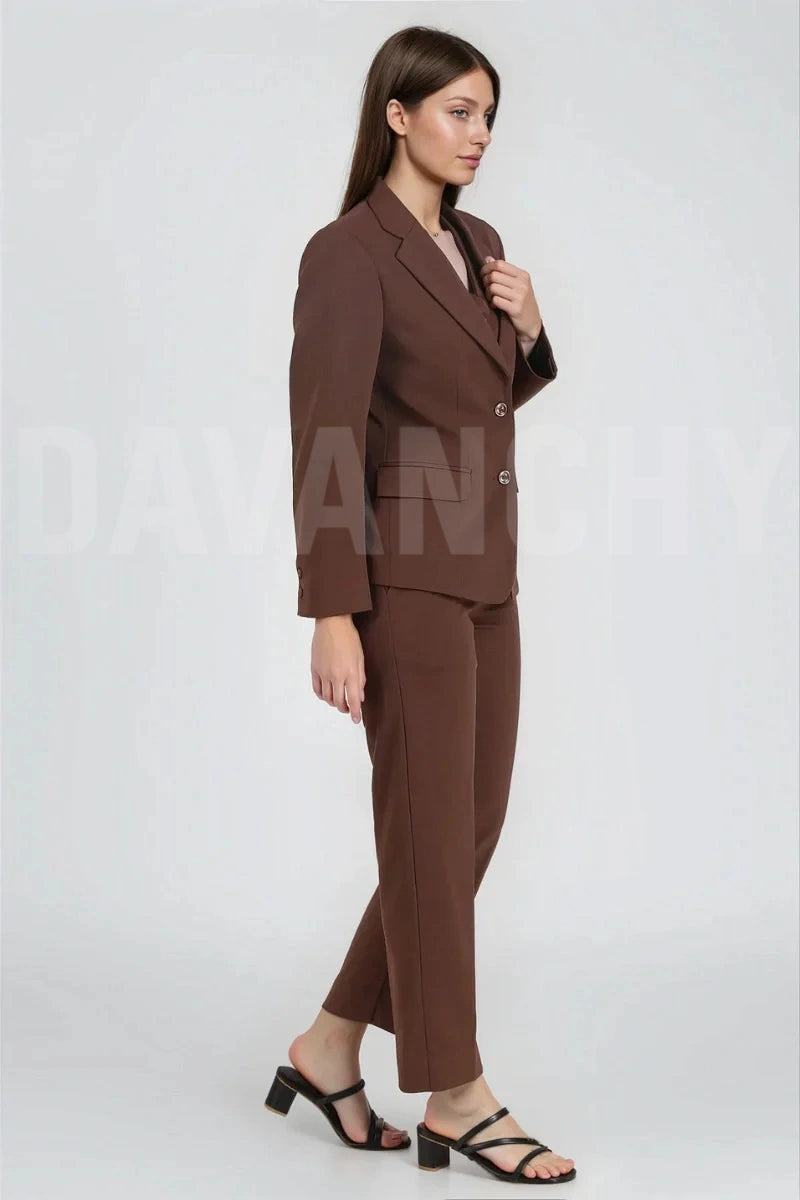 Men Brown Three Piece Formal Office Wear Suit-Side