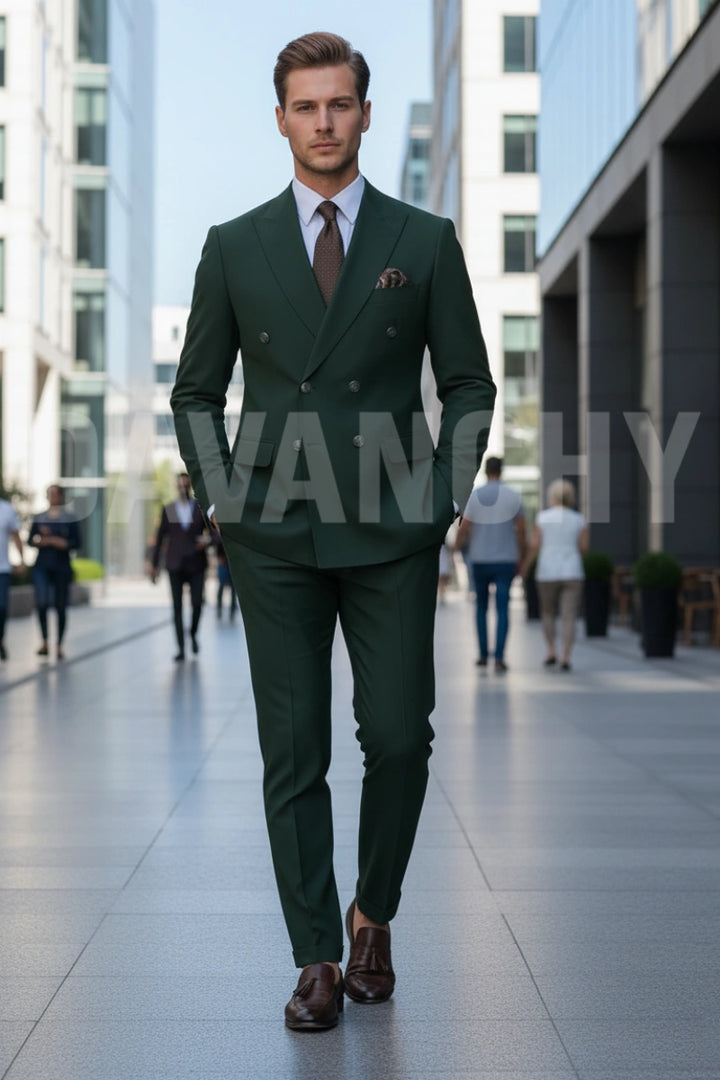 Men emerald green formal suit-Front