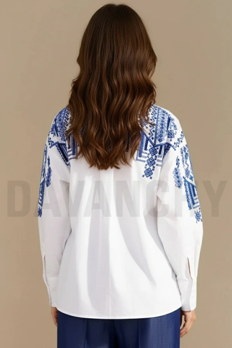 Trendy embroidered women shirt summer wear-Back
